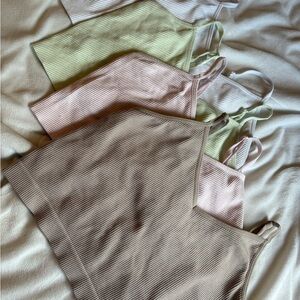 Set of Ribbed Tank Tops in Neutral Tones